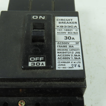 Kasuga E.W. KB33CA 30A 220VAc 3-Pole Circuit Breaker 41-18921