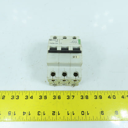 Klockner Moeller FAZN C50 3-Pole 50A Rail Mount Circuit Breaker 400VAC