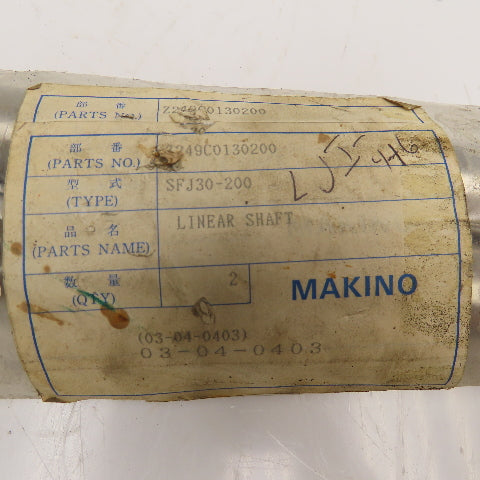 Makino SFJ30-200 30mm OD x 200mm Long Hardened Steel Linear Shaft Lot Of 2