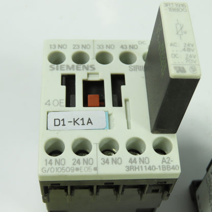 Siemens 3RT1016-1BB42 600V 3-Pole Contactor 24VDC W/ 3RT1916-1BB00 Lot Of 5