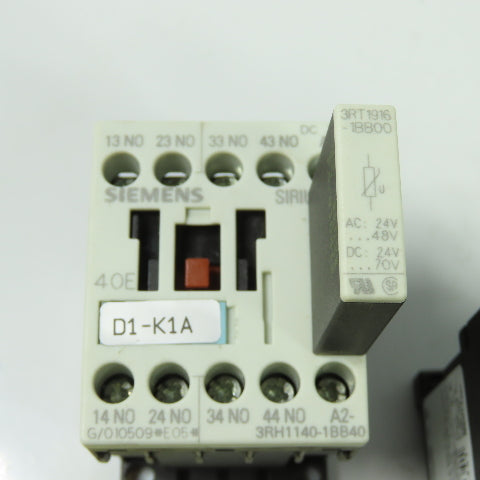 Siemens 3RT1016-1BB42 600V 3-Pole Contactor 24VDC W/ 3RT1916-1BB00 Lot Of 5