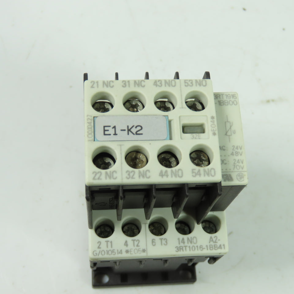 Siemens 3RT1016-1BB42 600V 3-Pole Contactor 24VDC W/ 3RH1911-1HA22