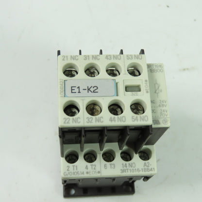 Siemens 3RT1016-1BB42 600V 3-Pole Contactor 24VDC W/ 3RH1911-1HA22