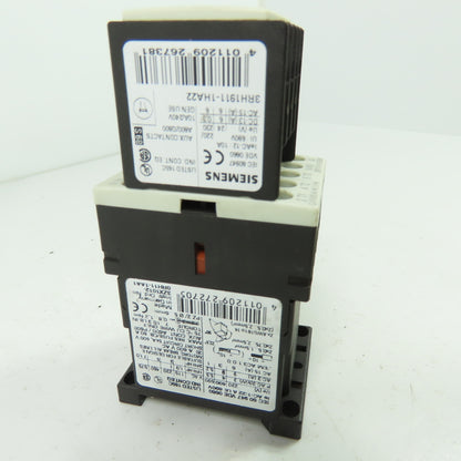 Siemens 3RT1016-1BB42 600V 3-Pole Contactor 24VDC W/ 3RH1911-1HA22