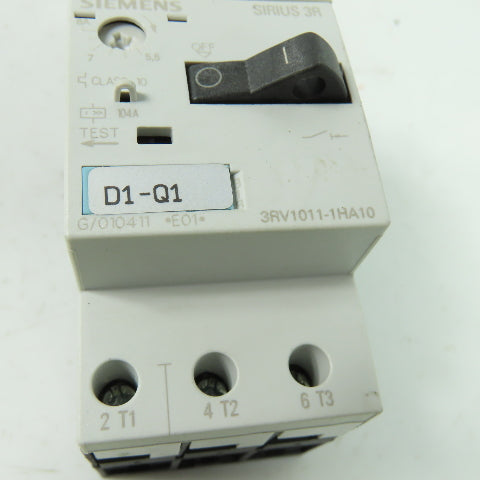 Siemens 3RV1011-1HA10 3-Pole Manual Motor Starter Circuit Breaker 600V 5.5-8A