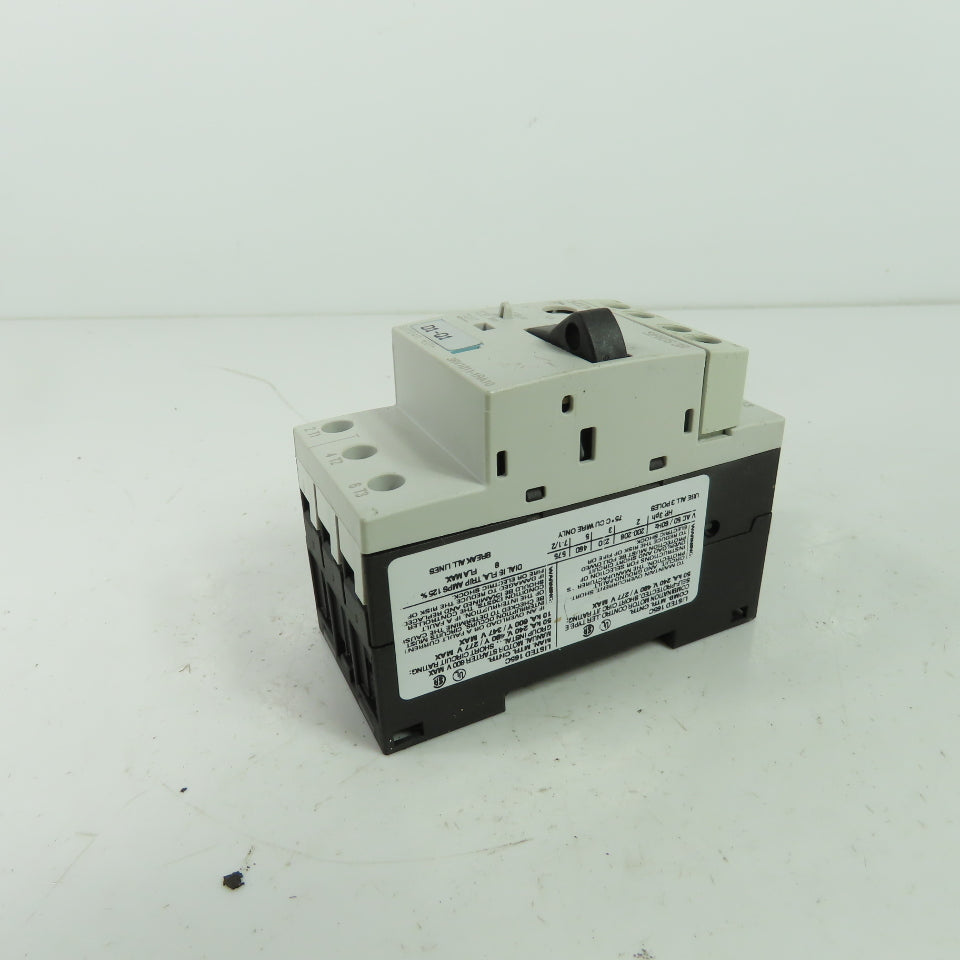 Siemens 3RV1011-1HA10 3-Pole Manual Motor Starter Circuit Breaker 600V 5.5-8A