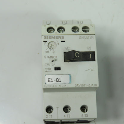 Siemens 3RV1011-0JA10 3Pole Manual MotorStarter Circuit Breaker 600V 1A Lot Of 3