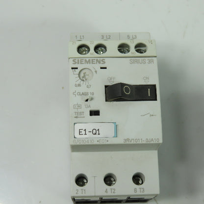 Siemens 3RV1011-0JA10 3Pole Manual MotorStarter Circuit Breaker 600V 1A Lot Of 3