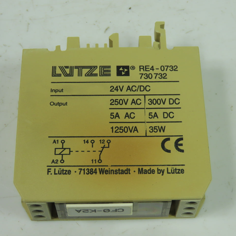 Lutze RE4-0732 Mini Compact Relay Module 24V AC/DC In 250VAC/300VDC 5A Out