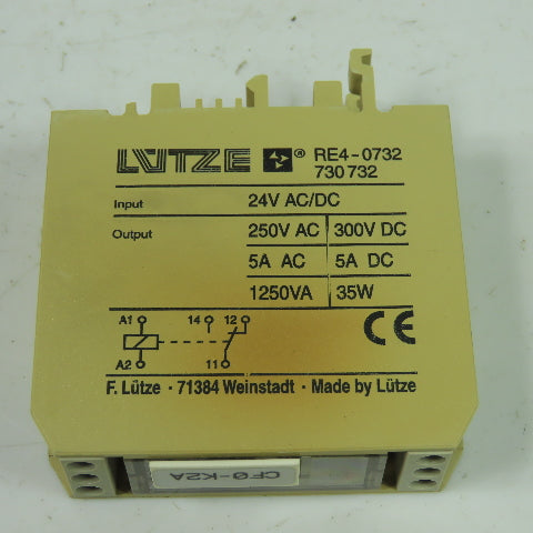 Lutze RE4-0732 Mini Compact Relay Module 24V AC/DC In 250VAC/300VDC 5A Out