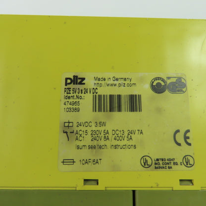PILZ PZE5V-3S Safety Relay 120VAC 5VA 3.5W