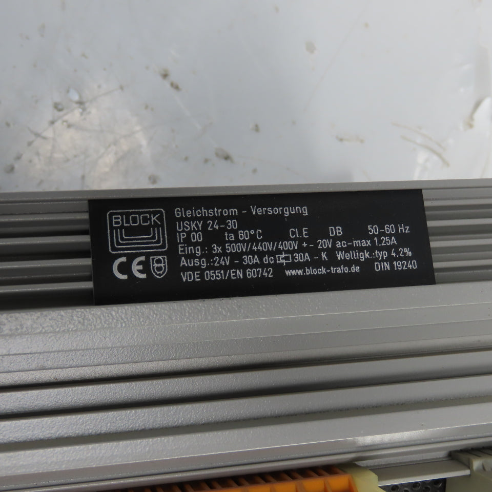 Block USKY24-30 Power Supply Eing: 500/440/400V +-20V 1.25A Ausg: 24V-30A