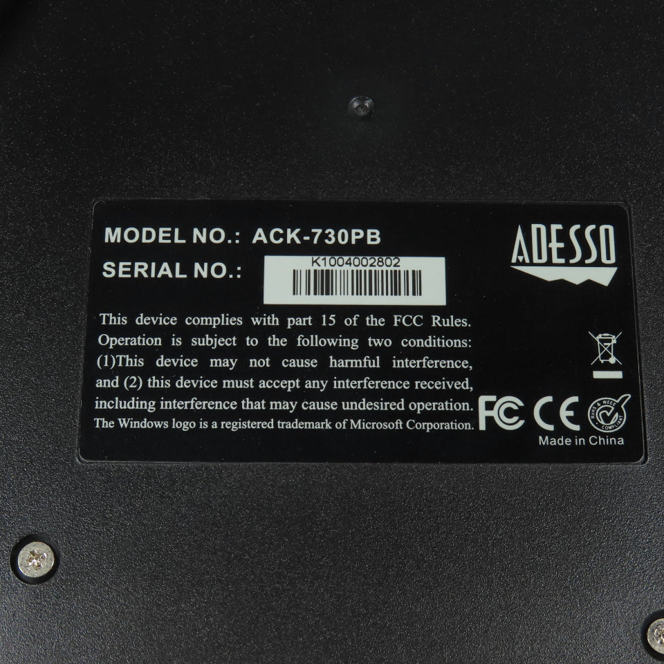 Acer V173B 17" LCD Monitor 100-240VAC W/ Adesso ACK-730PB Keyboard & Cables