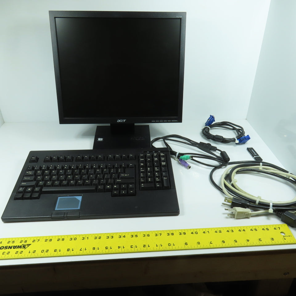 Acer V173B 17" LCD Monitor 100-240VAC W/ Adesso ACK-730PB Keyboard & Cables