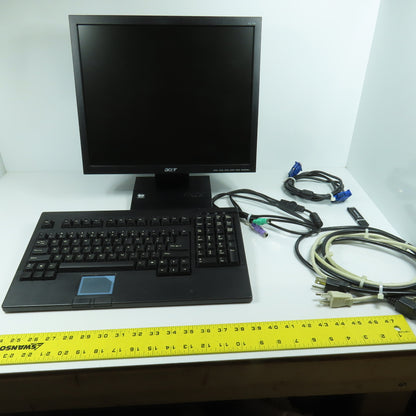 Acer V173B 17" LCD Monitor 100-240VAC W/ Adesso ACK-730PB Keyboard & Cables