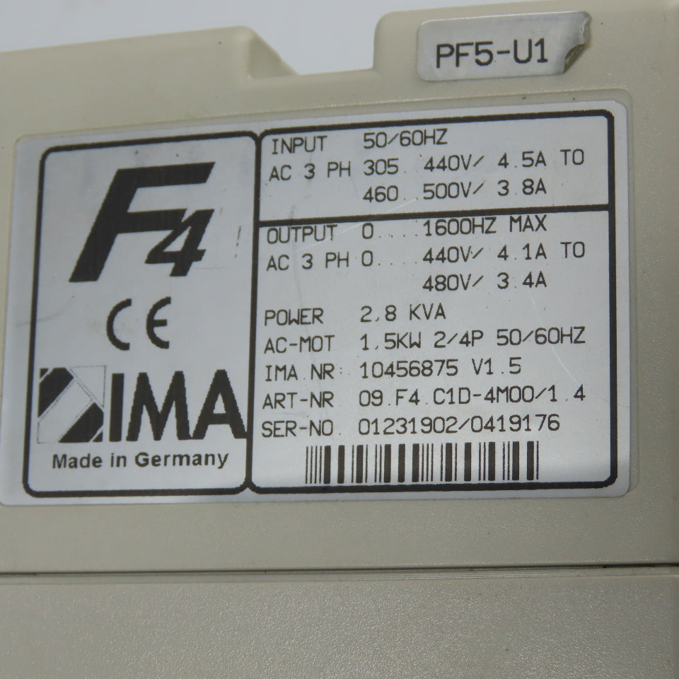 KEB 09.F4.C1D-4M00/1.4 Combivert Inverter Drive 2.8KW 3Ph W/Siemens 4EF1400-2CA