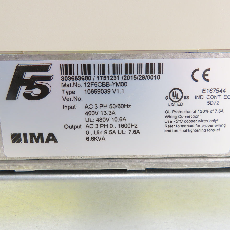 KEB 12F5CBB-YM00 Inverter Drive 3Ph 400V 13.3A In 6.6KVA Out W/KEB 13E5T60-M071