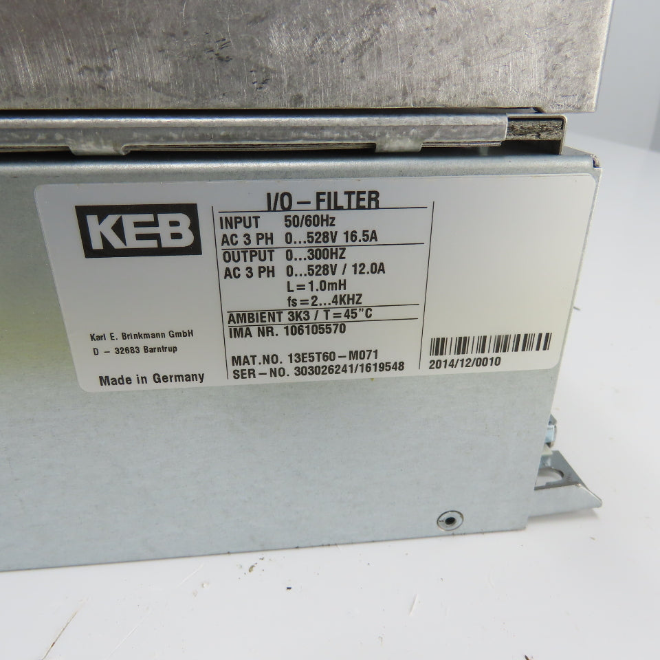 KEB 12F5CBB-YM00 Inverter Drive 3Ph 400V 13.3A In 6.6KVA Out W/KEB 13E5T60-M071