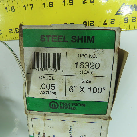 Precision Brand 16320 0.005" Steel Shim 6" x 100" Lot Of 2