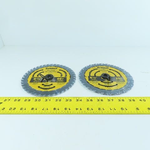 Dewalt DWA161224 24T & 40T Circular Saw Blades 6-1/2" OD 5/8" Arbor Lot Of 2