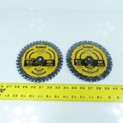 Dewalt DWA161224 24T & 40T Circular Saw Blades 6-1/2" OD 5/8" Arbor Lot Of 2