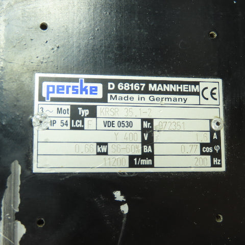 Perske KRSR 35.1-2 3Ph 0.66KW Servo Motor 400VY 11200RPM 1.6A
