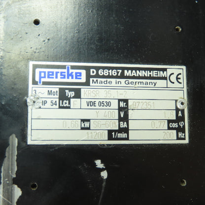 Perske KRSR 35.1-2 3Ph 0.66KW Servo Motor 400VY 11200RPM 1.6A