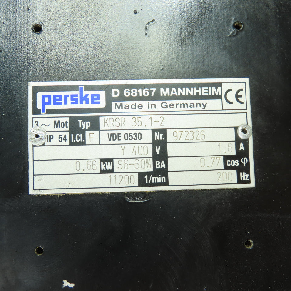 Perske KRSR 35.1-2 3Ph 0.66KW Servo Motor 400VY 11200RPM 1.6A
