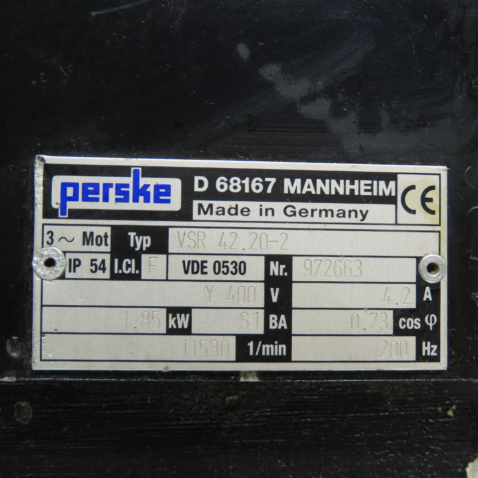 Perske VSR 42.20-2 3Ph 1.85KW Servo Motor 400VY 11530RPM 4.2A