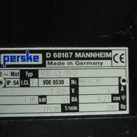 Perske VSR 42.20-2 3Ph 1.85KW Servo Motor 400VY 11530RPM 4.2A