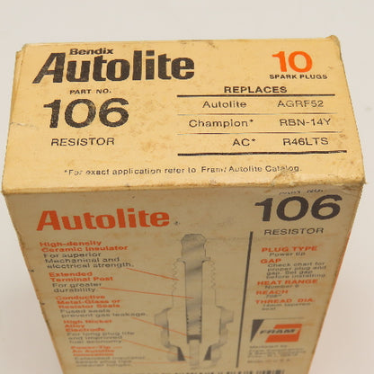 Autolite No. 106 Factory Sealed Spark Plug Resistor Lot Of 10