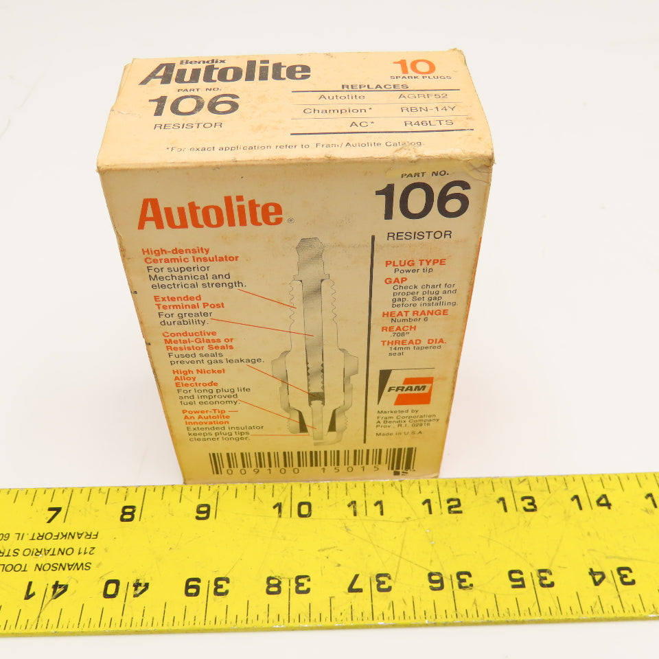 Autolite No. 106 Factory Sealed Spark Plug Resistor Lot Of 10