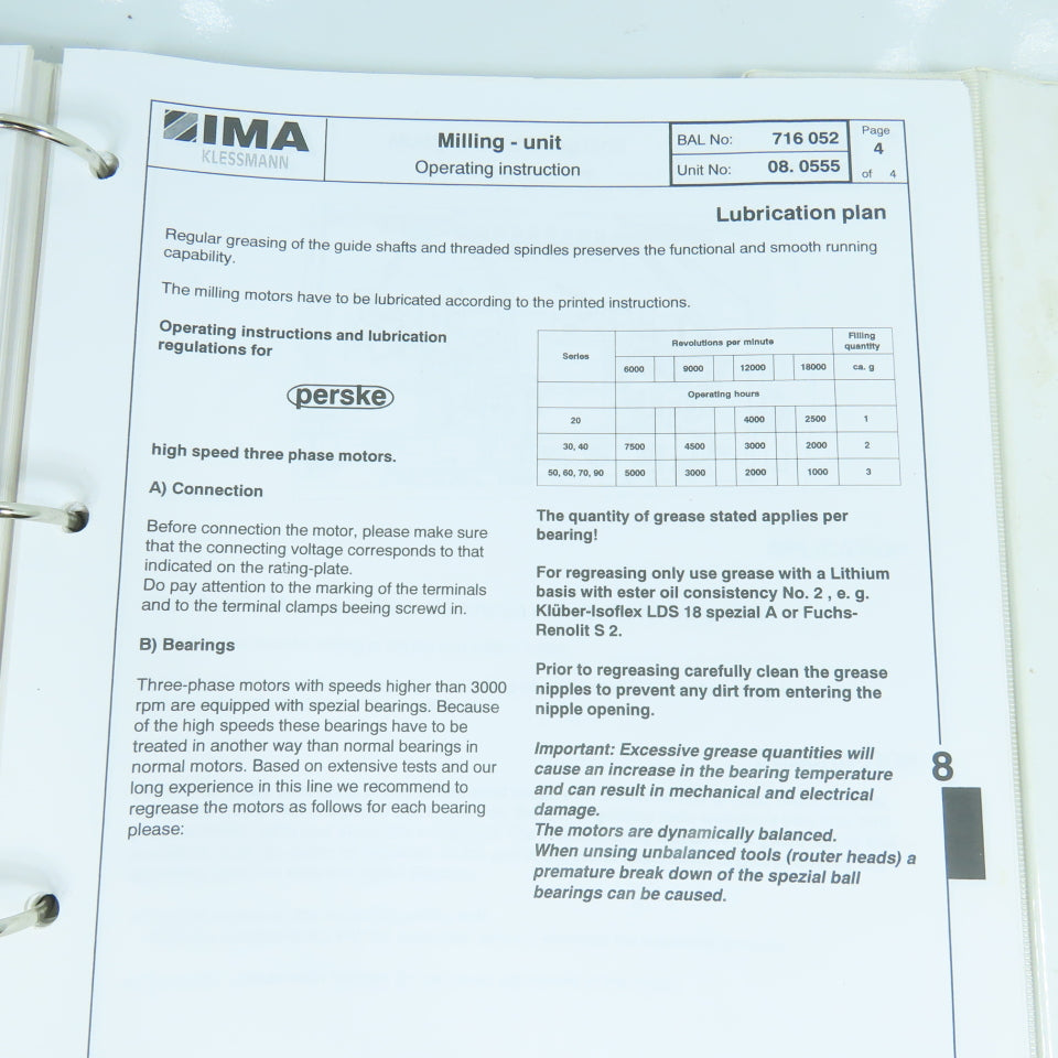 IMA Advantage 5620 Edgebander Operating Handbook
