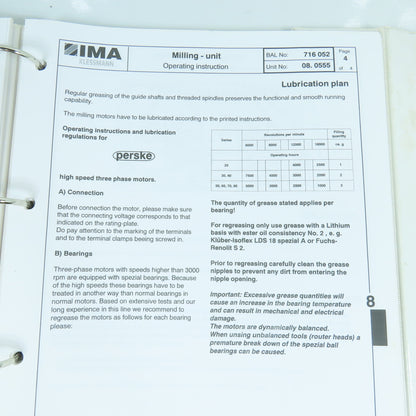 IMA Advantage 5620 Edgebander Operating Handbook