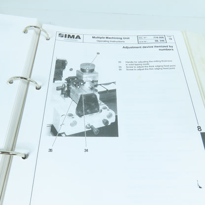 IMA Advantage 5620 Edgebander Operating Handbook