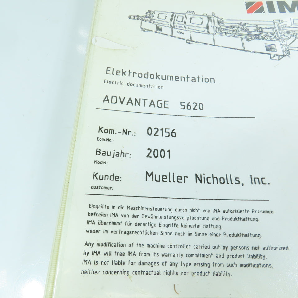 IMA Advantage 5620 Edgebander Electrical Documentation