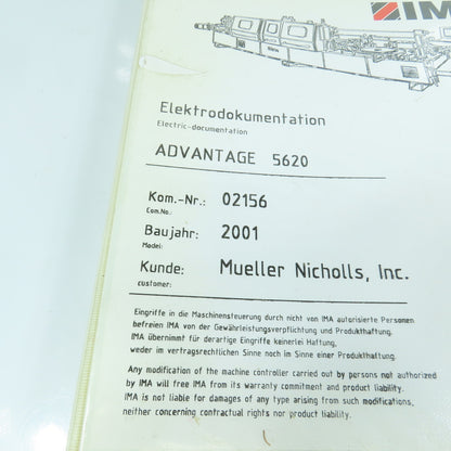 IMA Advantage 5620 Edgebander Electrical Documentation