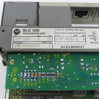 Allen Bradley 1747-L532 Ser C Rev 3 SLC 500 5/03 CPU Processor Unit W/1747-OS301