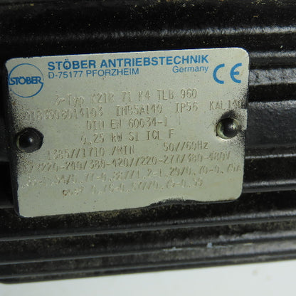 Stober C102F0700D71K4 70.7:1 Ratio Gear Motor 19.5RPM Output 220-480V 3Ph 0.25KW
