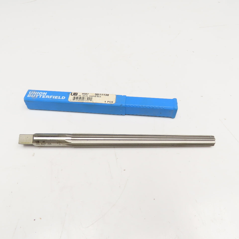 Union Butterfield #9 Straight Flute Tapered Pin Reamer 9/16 Shank 8-5/16" OAL