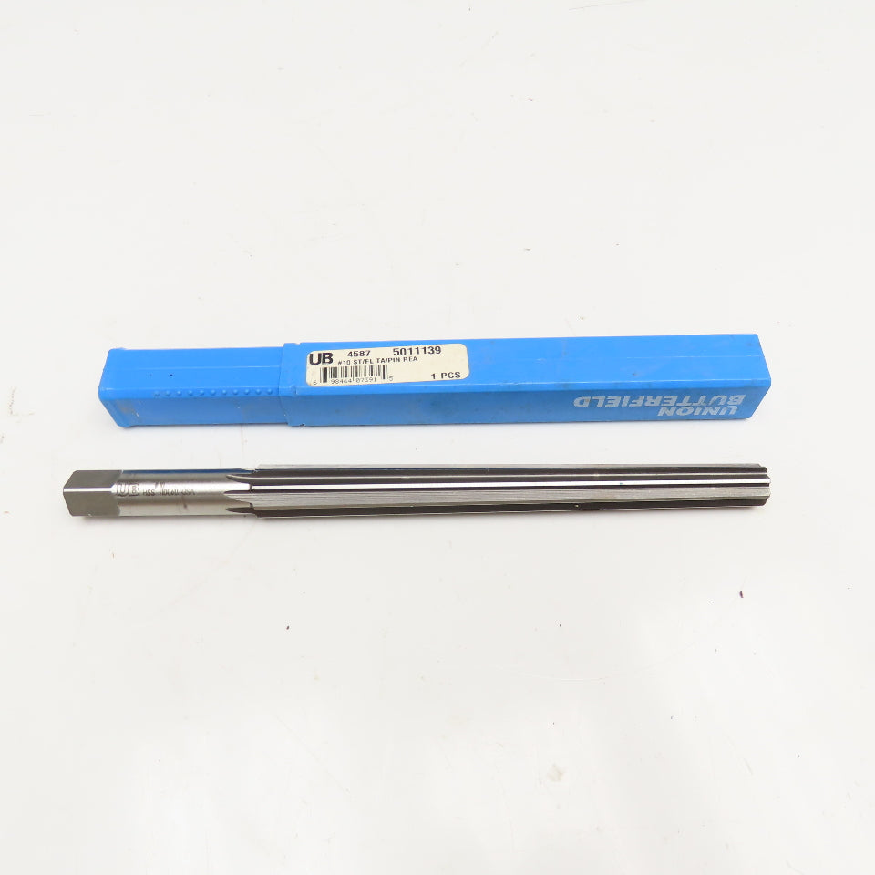 Union Butterfield #10 Straight Flute Tapered Pin Reamer 5/8 Shank 9-5/16" OAL