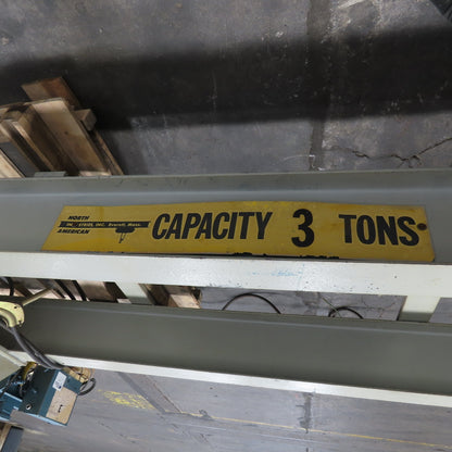 3 Ton Floor Mount Double Beam Jib Crane 10' Swing 70" Travel W/3Ton 3Ph Hoist