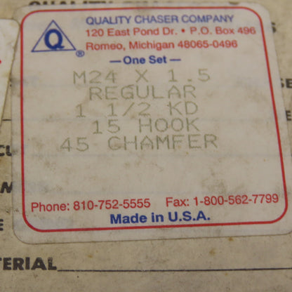 Quality Chaser Company M24 x 1.5 Regular 1-1/2KD 15 Hook Thread Chaser 45° Set/4