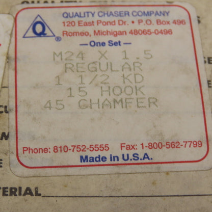 Quality Chaser Company M24 x 1.5 Regular 1-1/2KD 15 Hook Thread Chaser 45° Set/4