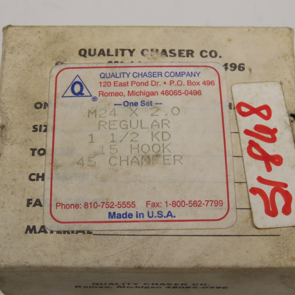 Quality Chaser Company M24 x 2.0 Regular 1-1/2KD 15 Hook Thread Chaser 45° Set/4