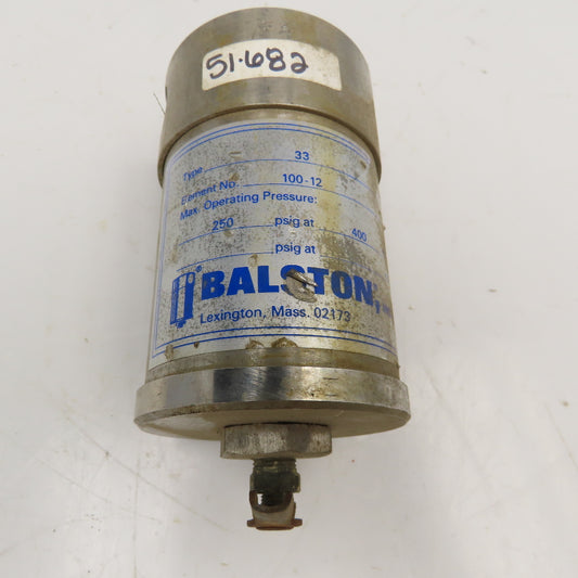 Balston Type 33 250PSIG Stainless Steel Sample Filter 1/2"NPT