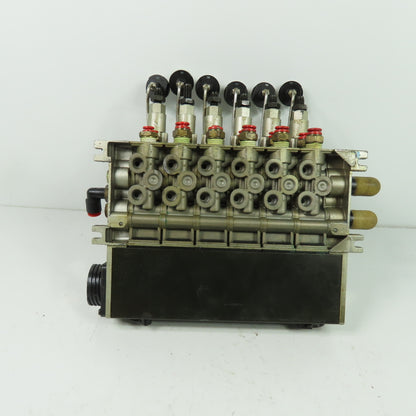 SMC NARBF2000-P 6 Slot Pneumatic Interface Regulator Manifold Bank 120PSI W/Gage