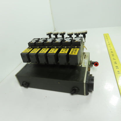 SMC NARBF2000-P 6 Slot Pneumatic Interface Regulator Manifold Bank 120PSI W/Gage