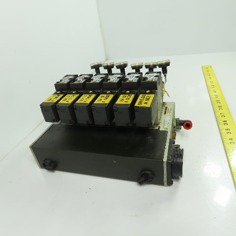 SMC NARBF2000-P 6 Slot Pneumatic Interface Regulator Manifold Bank 120PSI W/Gage