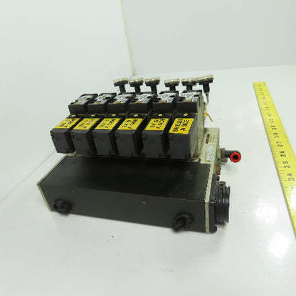 SMC NARBF2000-P 6 Slot Pneumatic Interface Regulator Manifold Bank 120PSI W/Gage